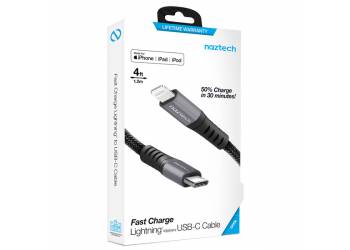NAZTECH - Braided Fast Charge MFi Lightning to USB-C Cable-Black